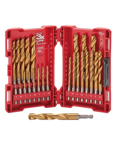 Drill Bit Set SHOCKWAVE RED HELIX Metric Titanium - 25 Pieces