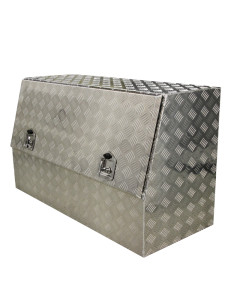 Tool Box Aluminium 1440 x 500 x 700 Checker Plate Angled Gas Struts T-Lock Handles