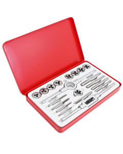 Tap & Die Set 20Pce Metric M3-M12 In Metal Case 9 Taps & 9 Dies Tap Wrench & Die Holder