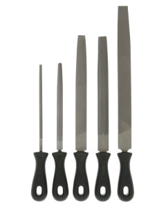 Hand File Set 5 Piece: Slim Taper, Mill, Flat, Half Round, Round with Handle