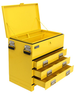 Truck Box Steel 705 x 405 x 635 Yellow Heavy Duty 3 Drawer 4 Tray