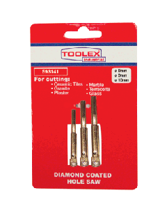 Diamond Coated Hole Saw 6mm 8 x 10mm 3 Piece Wet Cutting