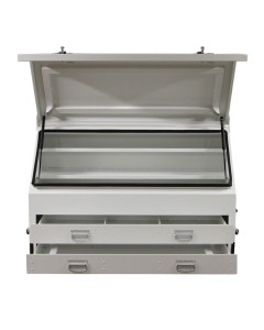 Truck Box Steel 1210 x 640 x 750mm Heavy Duty Angled Full Front Door 2 Drawers