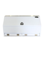 Truck Box Steel 1500 x 600 x 750 White Heavy Duty 2 Drawers with Gas Struts