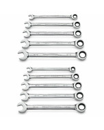 12 Point Ratcheting Combination SAE/Metric Wrench Set - 10 Piece