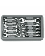 12 Point Stubby Ratcheting Combination Metric Wrench Set - 10 Piece