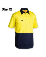 Bisley BS1895-XL Shirt Yellow Navy S.Sleeve XL