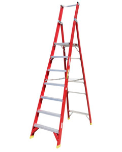 Ladder Platform Ht 2.1m 150kg Fibreglass 7 Steps 3.0m AS/NZS Standard Platform 430x350mm