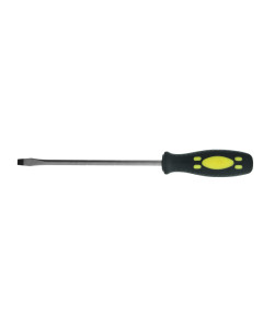 Screwdriver 200mm x 8mm Flat Blade Round Thru Tang Soft Grip Handle