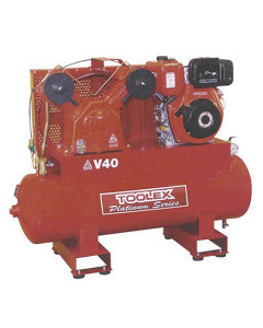 Air Compressor V40LDES-150L10 Hp Diesel Elect Start Lombadin Fusheng VA100 150L Tank 145Ps-