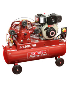 Air Compressor T20DES-70L 4.7 Hp Diesel Electr Start Yanmar Fusheng TA65 Pump 70L Tank 145
