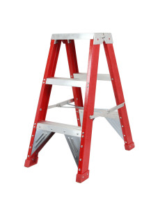 Ladder Step Double 0.9m 150kg Fibreglass Industrial Red 3ft Double Sided As/Nzs1892.3:1996