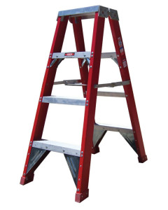 Ladder Step Double 1.2m 150kg Fibreglass Industrial Red 4ft Double Sided As/Nzs1892.3:1996