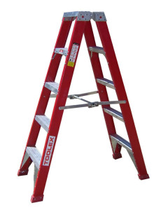 Ladder Step Double 1.5m 150kg Fibreglass Industrial Red 5ft Double Sided