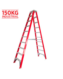 Ladder Step Double 3.0m 150kg Fibreglass Industrial Red 10ft Double Sided As/Nzs1892.3:1996