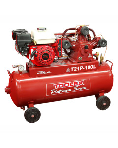 Air Compressor T21PES-100L 6.5 Hp 100L 4 Wheel Tank Elect St art Petrol Honda Fusheng 145Ps