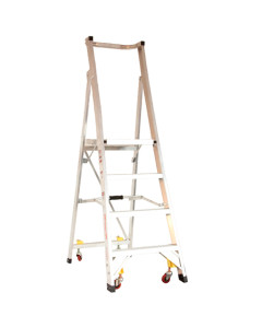 Ladder Platform Ht 1.2m 150kg Aluminium Industrial 2.1m Spring Wheel As/Nzs1892.1:1996