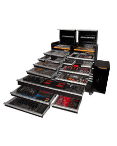 Combination Tool Kit with 2 x 7 Drawer Tool Chest, 10 Drawer Roller Cabinet & 2 x Side Cabinets - 638pce