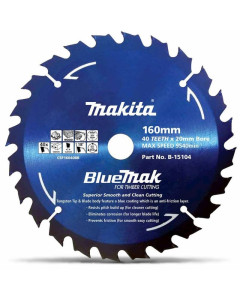  Circular Saw Blade 160mm 40T TCT Bluemak Blade