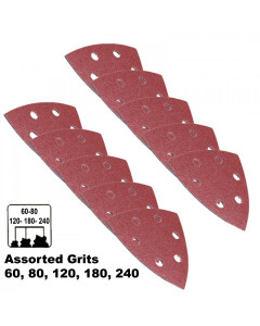 Abrasive Delta Sandpaper 93mm x Mixed Grit Assorted Pack - 10 Pack