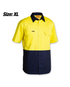 Bisley BS1895-XL Shirt Yellow Navy S.Sleeve XL