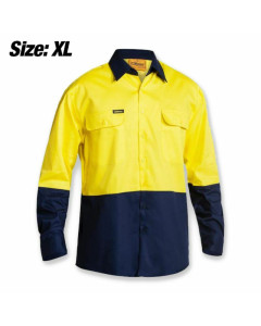 Bisley BS6267-XL Shirt Yellow Navy L.Sleeve XL