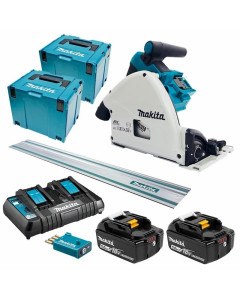 Cordless Circular Saw Kit 36V (18Vx2) 165mm Plunge AWS 2 x Batteries & Makpac 1 x Charger