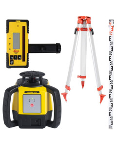 Rugby 610 Rotating Laser with RodEye 160 Receiver With Flat Tripod & 5m Staff Combo Kit