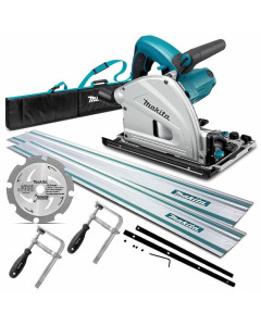 1300W 165mm (7") Plunge Cut Circular Track Saw with 2 Guide Rails